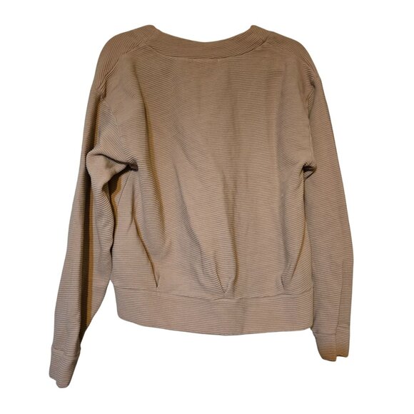 Stateside Women's Brown Rachel Chunky Ribbed V-Neck Raglan Long Sleeve Sweater L - Picture 4 of 8